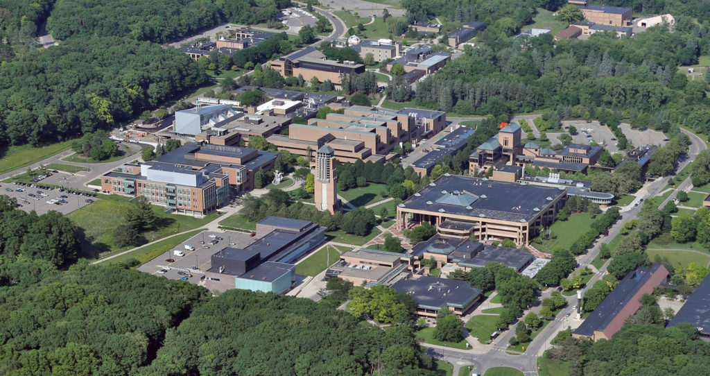 This photo displays an aerial view of UM North Campus
